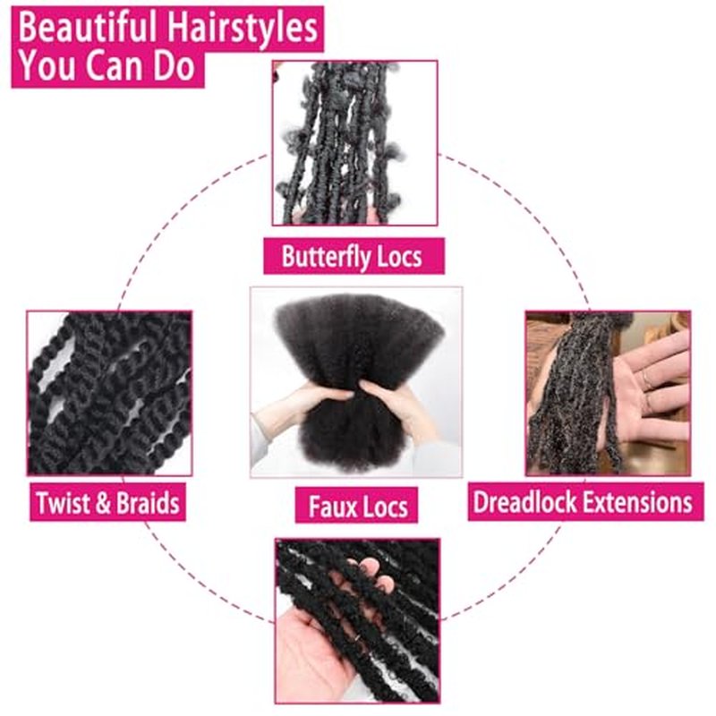 Afro Kinkys Bulk Human Hair For Braiding Afro Kinky-Curly Human Hair Bulk For Mini Twist Hair 18Inchs 50g/pack Bulk Human Braiding Hair For Micro Locs Extensions (1B, 18Inchs,50g/pack)