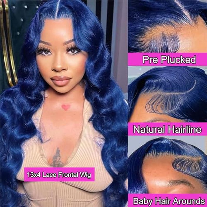 Dark Blue Lace Front Wigs Human Hair Body Wave 26 Inch 13x4 HD Royal Blue Lace Front Wig Human Hair Wear and Go Glueless Wig Pre Plucked With Babyhair Colored Hd Lace Frontal Wigs For Black Women
