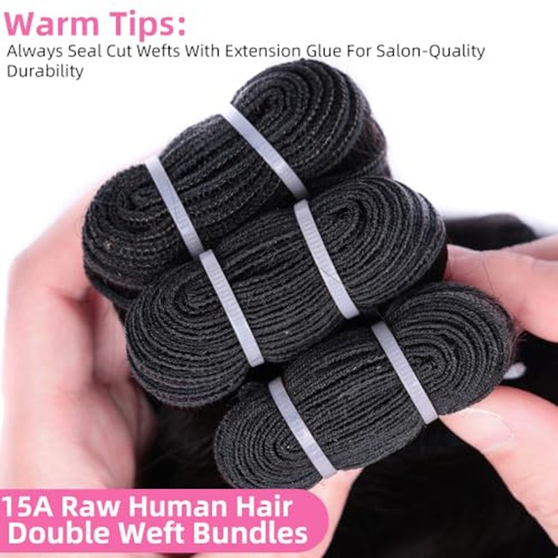Perismoda Body Wave Human Hair Bundles 15A Raw Human Hair Bundles 100% Unprocessed Brazilian Virgin Human Hair Extensions 30 Inch Quick Weave Hair Extensions Natural Color