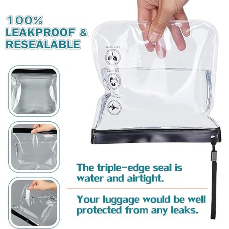 4Pcs Reusable TSA Approved Security Clear Toiletry Bag-Quart Size Travel Bag Tsa Approved for EU UK & US Carry-on Regulations Security Travel Bags for Liquids, Leakproof Travel Accessories