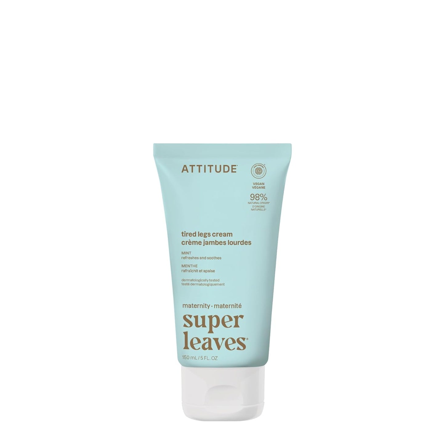 ATTITUDE Pregnancy Tired Legs Cream - Soothing Mint Formula | EWG Verified, Vegan, 5 Fl Oz