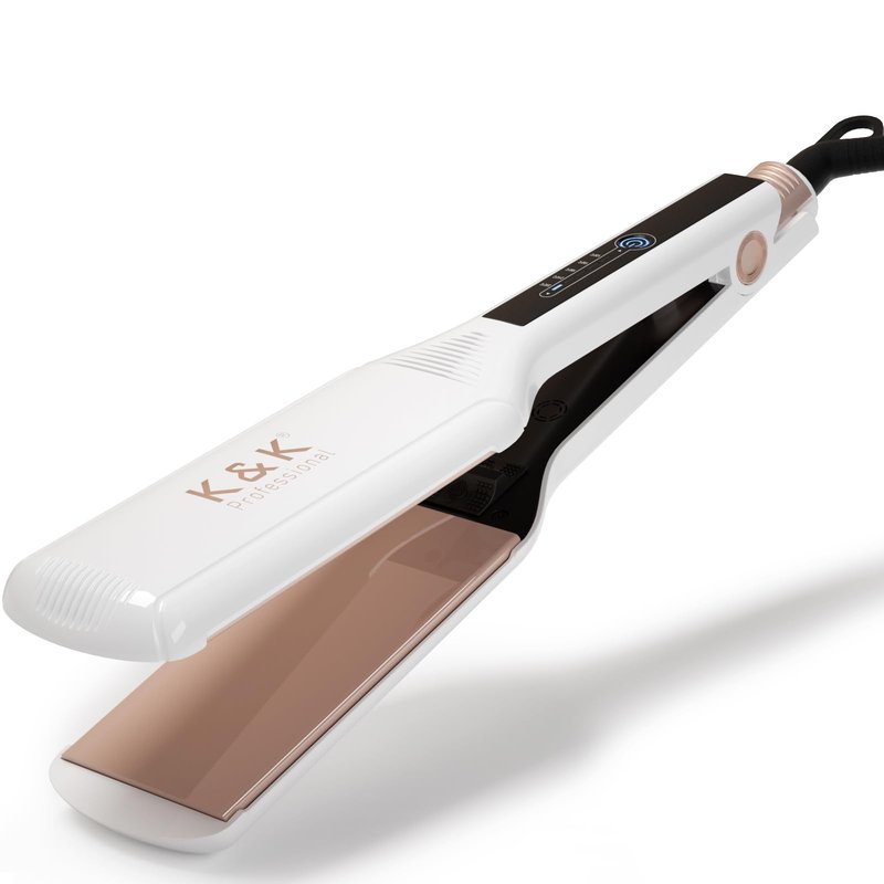 K&K 2.25 Inch Flat Iron Hair Straightener, Professional Extra Wide Hair Straighteners for Therapy Keratin, 3D Floating Ceramic Tourmaline Coating Plate Irons for Thick Hair, Damage and Frizz