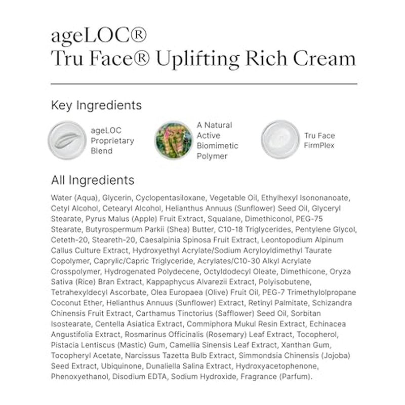 ageLOC Nu Skin Tru Face Uplifting Rich Cream | Luxurious Face Moisturizer | Silky Cream Texture With Deep Hydration | Supports Skin Firmness & Smooth Appearance | 1.0 fl oz