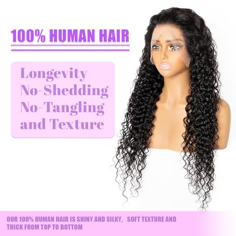 13x6 Deep Wave Lace Front Wigs Human Hair 200 Density HD Transparent Lace Front Wigs Human Hair Pre Plucked Glueless Wigs Human Hair with Baby Hair for Women 22 inch
