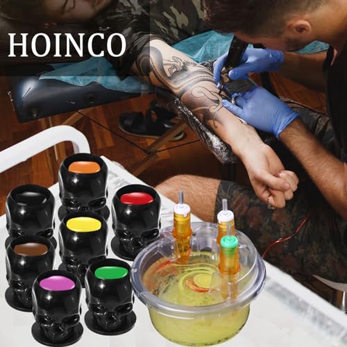 HOINCO 40PCS Hive Cups Disposable Tattoo Cartridge Cup Holder,Tattoo One Piece Needle Placement Rack Cleaning Cup Transparent Plastic Cartridge Supplies