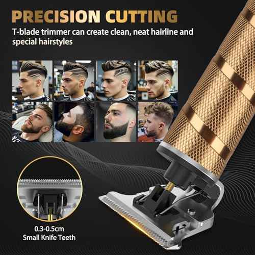 Ufree Hair Trimmer & Beard Trimmer for Men Professional, Electric Razor Shavers for Men, T Blade Precision Edgers Liners, Barber Clippers for Hair Cutting Mustache Facial, Mens Gifts