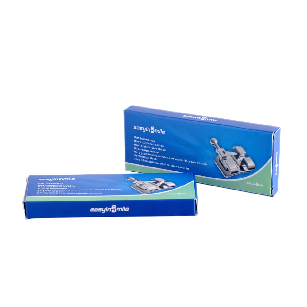 SNAWOP Dental Orthodontic Brackets Mini Metal Tooth Braces Roth/MBT (2 Packs Roth 022 3-4-5 with Hooks)