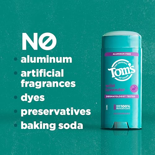 Tom¡¯s of Maine Wild Lavender Aluminum Free Natural Deodorant For Women & Men | Goes on Clear | Odor & Wetness Protection | Naturally Derived and Moisture-Locking Ingredients | 3.25 oz (2 Pack)