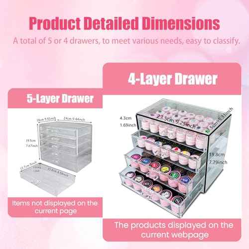 4 Tier Nail Art Decoration Storage Box£¬Acrylic Make Up & Jewelry Organizer with Drawers, Cosmetic Storage for Dresser Countertop and Bathroom£¬Beauty Holder for Lipstick Brush