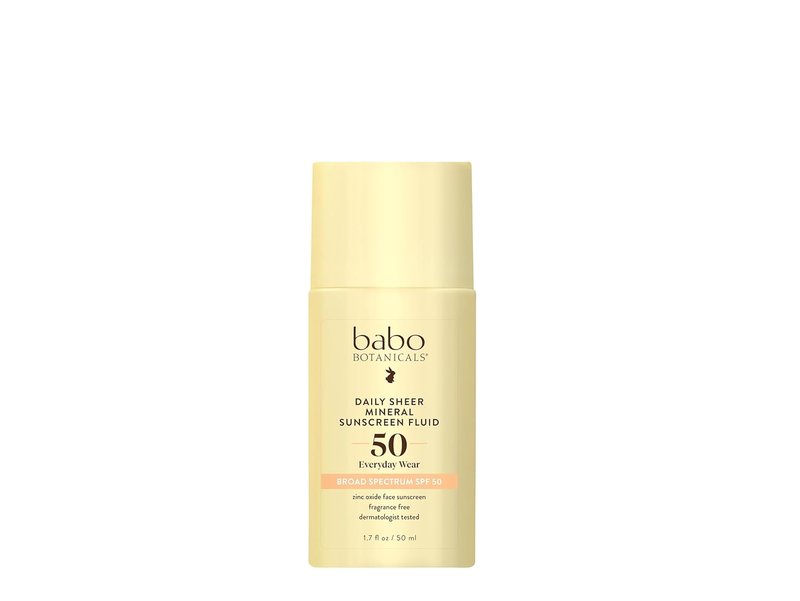 Babo Botanicals Daily Sheer Mineral Sunscreen SPF 50 - Lightweight Zinc Oxide Formula | Fragrance-Free, Face Use