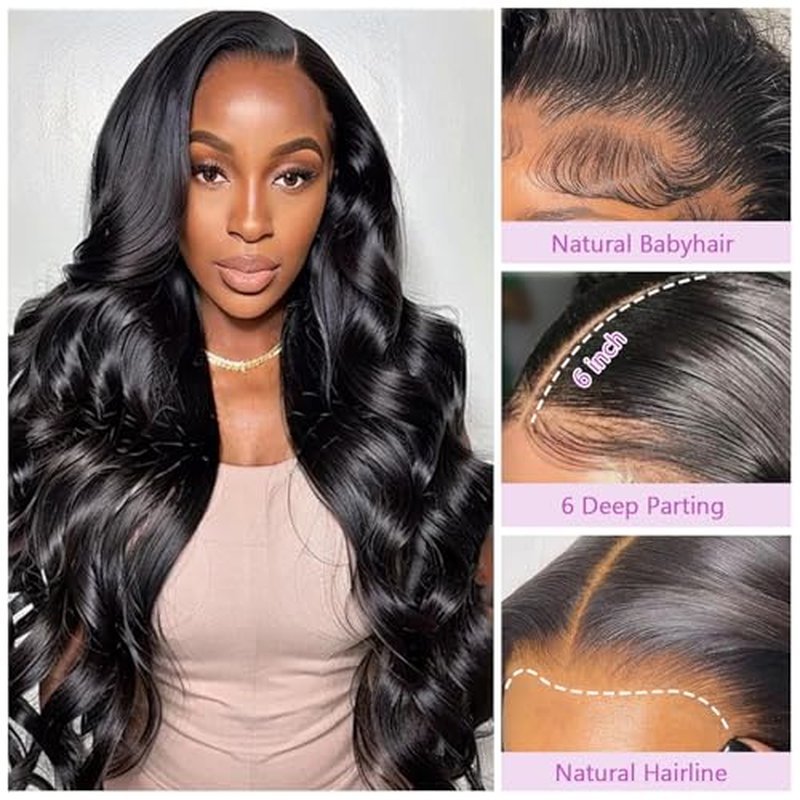 Body Wave Lace Front Wigs Human Hair Pre Plucked 200% Density 13x6 Lace Front Wigs Human Hair HD Lace Frontal Wigs Glueless Wigs Human Hair for Women 24 Inch