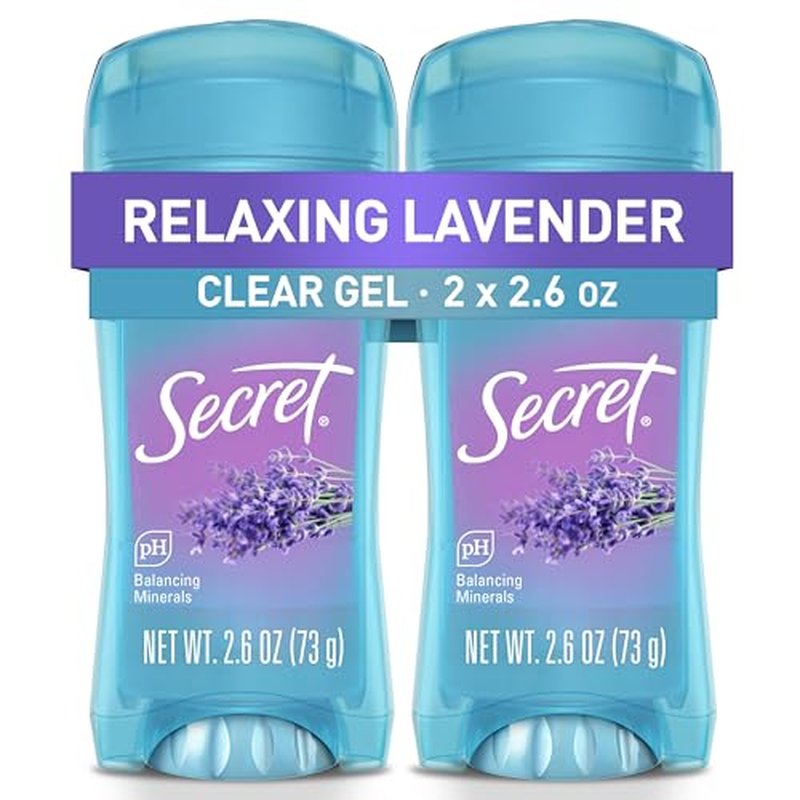 Secret Fresh Antiperspirant Deodorant for Women, 72hr Breathable Sweat & Odor Protection, Instant Freshness & Gentle, PH Balancing Minerals, Clear Gel, Relaxing Lavender Scent, 2.6 oz (Pack of 2)