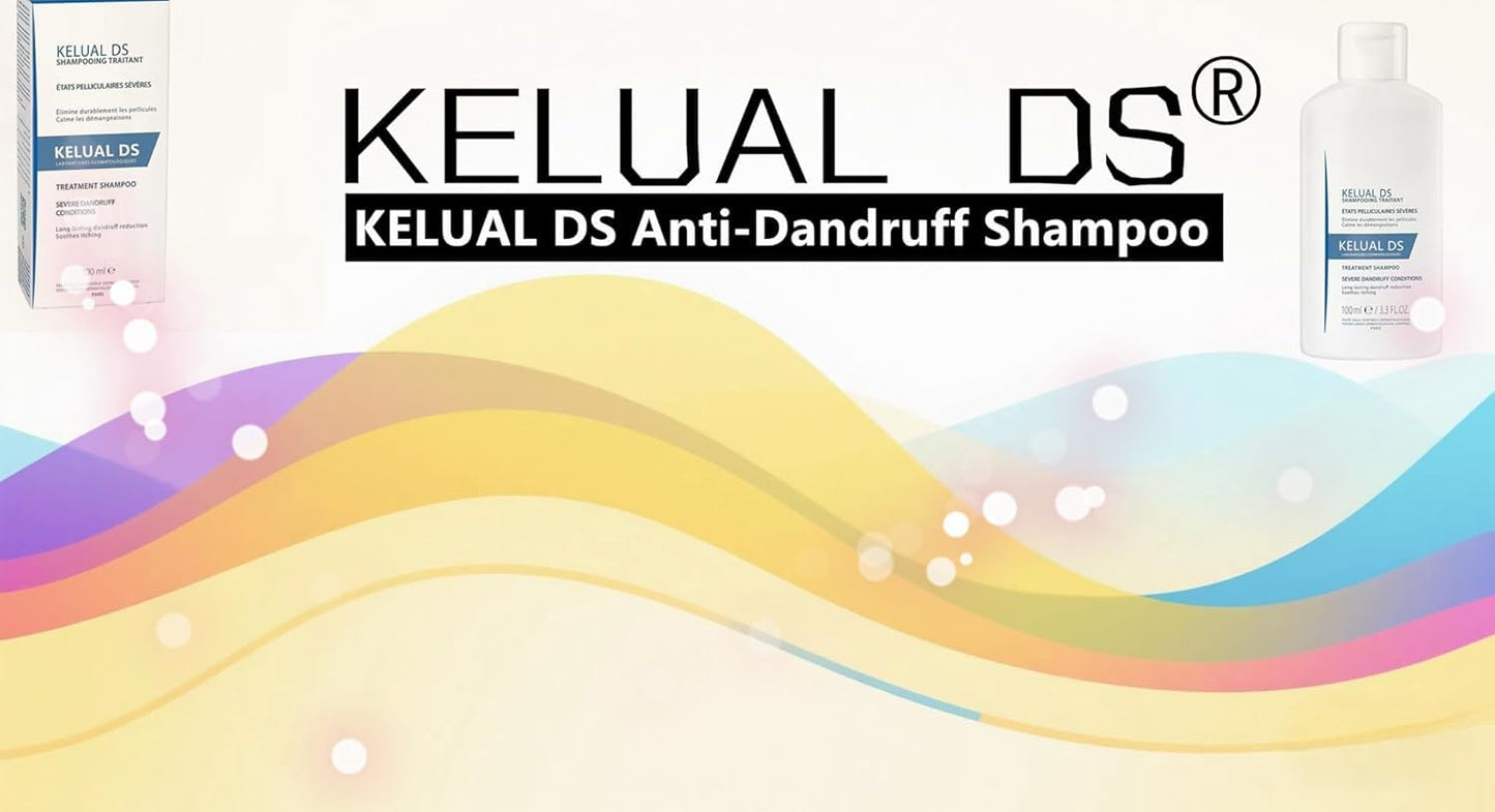KELUAL DS Anti-Dandruff Shampoo, Treatment Shampoo for Severe Dandruff, Long-Lasting Relief, 3.3 Fl Oz (2 Pack)