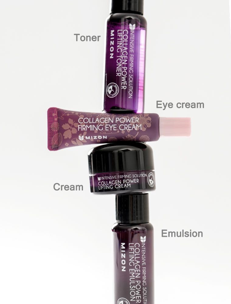 MIZON Marine Collagen Mini Set Travel Skincare Set (Toner+Emulsion+Eye Cream+Face Cream) Elasticity Booster Youth Recovery-Stocking Stuffers for Woman