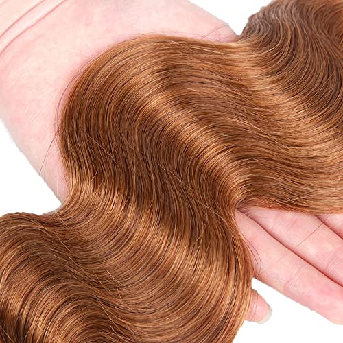 Light Brown Bundles Human Hair Color #30 Body Wave Bundles Virgin Remy Mixed Length 18 20 22 Inch Light Brown Body Wave Bundle Hair Weave 300g