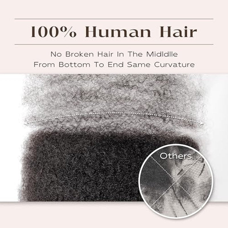 Afro Kinkys Bulk Human Hair, 22 Inch 50G/Pack Soft 4C Afro Kinky-Curly Human Hair Bulk for Twist Dreadlocks Extensions Repair Locs 613 Blonde 1 Pack (613, 22 inch)