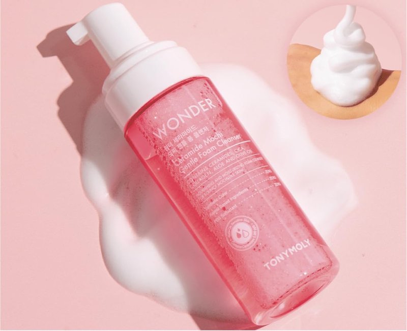 TONYMOLY Wonder Ceramide Mochi Micellar Foam Cleanser – Gentle Korean Face Wash with Ceramides, Cica & Aloe – Hydrating Daily Cleanser for All Skin Types