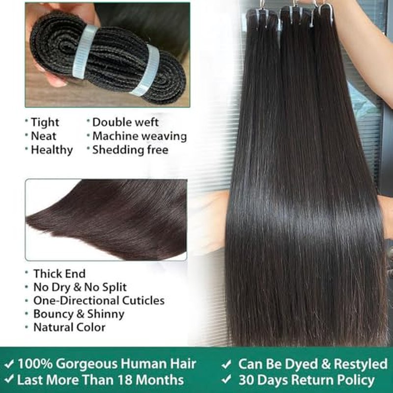 16A Straight Raw Bundles Human Hair,Triple Lifespan Than Regular Virgin Hair,Keep Texture Silky Soft,100% Raw Vietnamese Human Hair Bundles 18 Inch