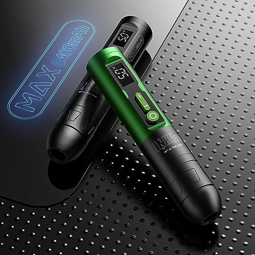 INKin Wireless Tattoo Gun - Rotary Tattoo Pen Machine with 3400mAh Super Battery Brushless Motor Power Supply LED Digital Display for Tattooing Artists and Beginners Run Long Time (CL2 Max Green)