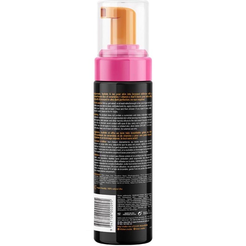 b.tan Dark Self Tanner Mousse | No Sun Required - Best, 1 Hour Express, Dark, Rejuvenating Sunless Tanning Treatment With Ceramides + Vitamin C, No Fake Tan Smell, Face & Body, 6.7 Fl Oz
