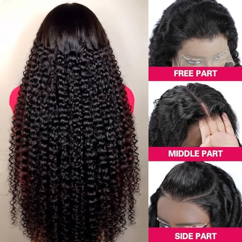 22 Inch Deep Wave Lace Front Wigs Human Hair 13x6 HD Lace Frontal Wigs Human Hair Pre Plucked Natural Color Glueless Wig 180% Density Deep Curly Wigs for Black Women