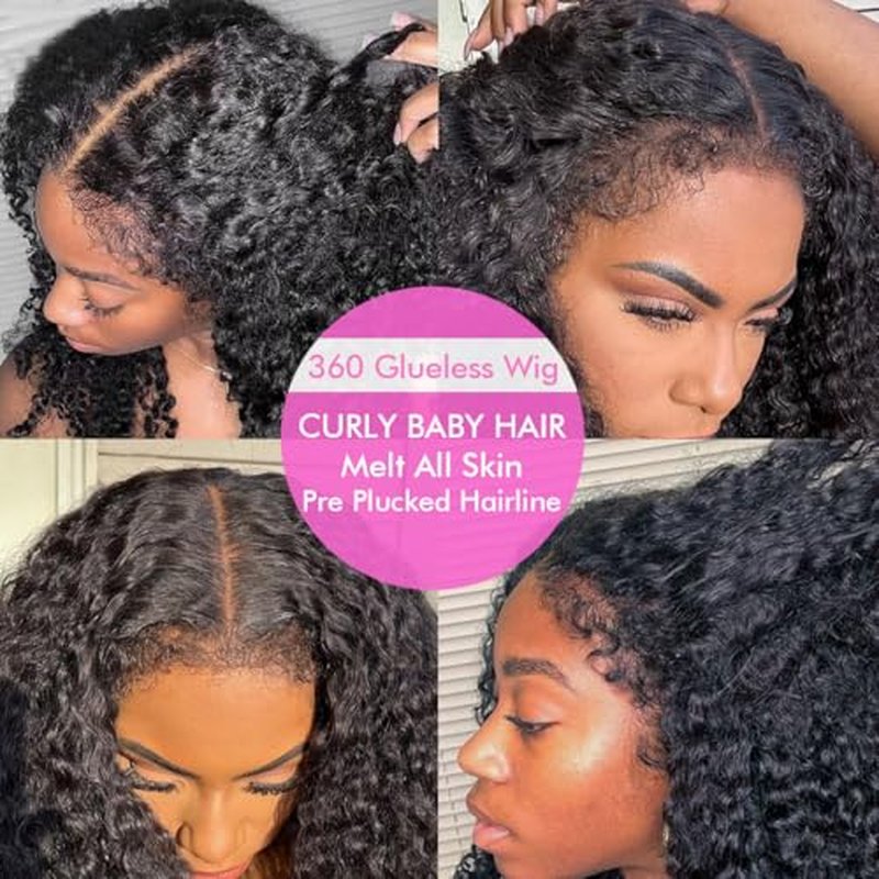 Healthair Water Wave Invisible 360 Lace Front Wigs Human Hair 4C Edge Hidden Strap Pre Cut Lace Pre Bleached Knots Glueless 360 HD Full Lace Wigs for Women (18inch)