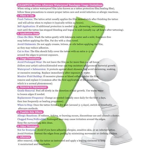 ANAMPION Tattoo Aftercare Waterproof Bandages 6"x2 Yard Second Skin Bandage Tattoo Cover Up Tape for Faster Tattoo Healing Recovery and Skin Care Protection Waterproof Bandage Transparent Film