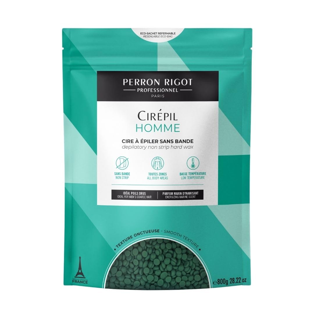 Cirepil - Homme - 800g / 28.22 oz Hard Wax Beads Bag - Strong Grip for Men’s Coarse Hair - Effective Manscaping for Back, Chest & Shoulders - Fresh Marine Scent - Low Temp Refill Bag