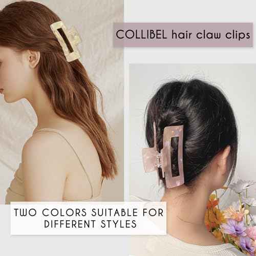 Large Claw Clips 4.1 IN Tortoise Acrylic Stylish Hair Accessories for Thick and Thin Hair 2pc Set Cute Clips for Women Teen Girls (Coral+light yellow)