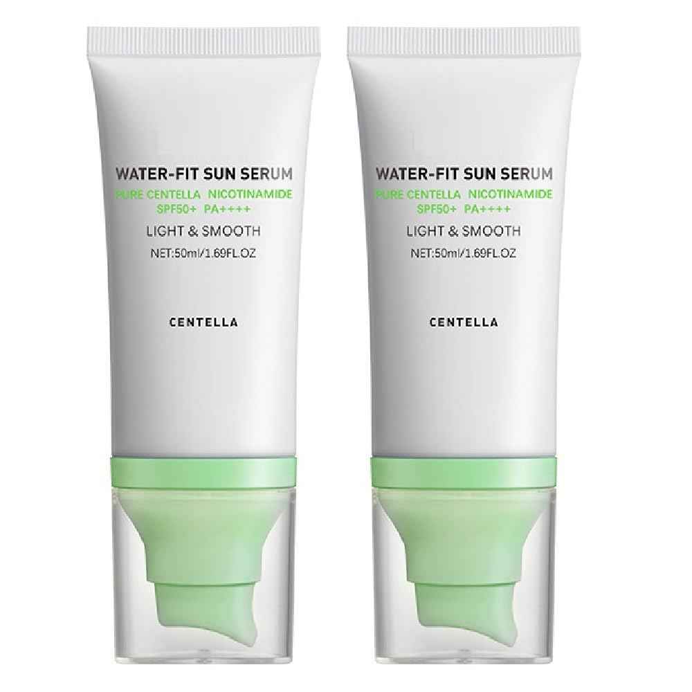 2 Pcs Centella Sunscreen SPF50, Moisturizing Non-Sticky Centella Water-Fit Sun Serum for Face and Body.