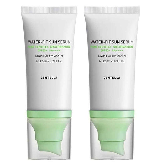 2 Pcs Centella Sunscreen SPF50, Moisturizing Non-Sticky Centella Water-Fit Sun Serum for Face and Body.