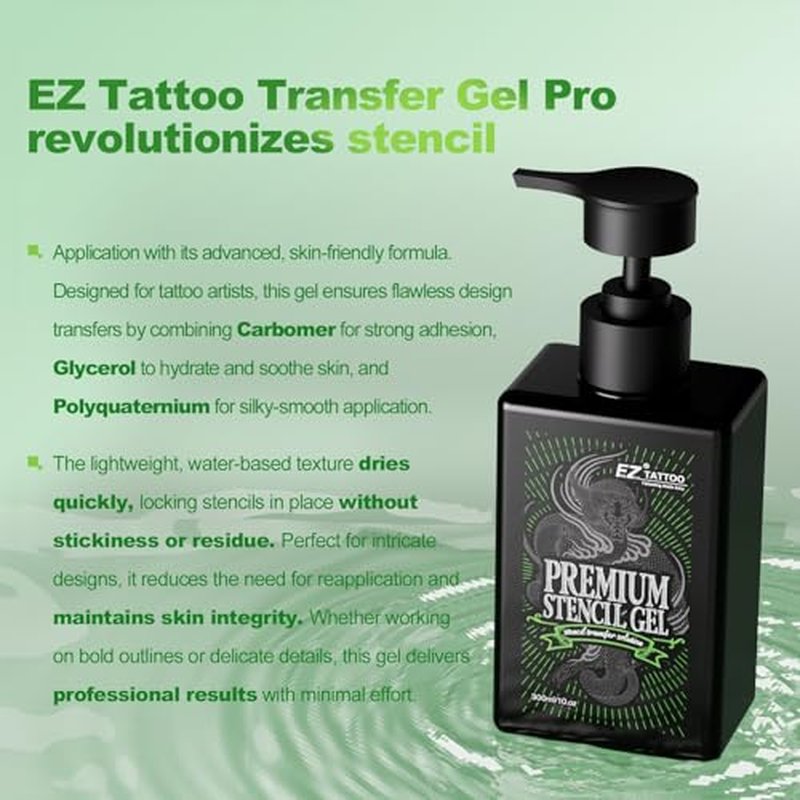 EZ Tattoo Stencil Gel - 5OZ Mild Skin-Friendly Tattoo Transfer Gel, Skin Solution Gel, Stencil Stuff Cream for Transfer Stickers Paper Supplies Accessories