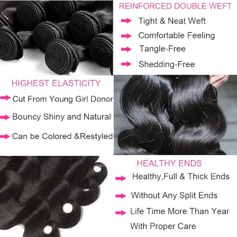 16A Human Hair Bundles 14 16 18 20 Inch Body Wave 400g Unprocessed Brazilian Virgin Hair 4 Bundles Deals Human Hair Extensions Quick Weave Human Hair Natural Black Color