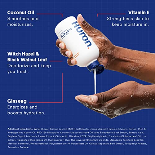 Huron Men¡¯s Moisturizing Body Wash ? Crisp & Invigorating Scent of Citrus, Eucalyptus, Mint, & Aromatic Greens - Coconut Oil, Vitamin E & Witch Hazel ? Vegan, Cruelty-Free - 12.2 fl oz (2 Pack)