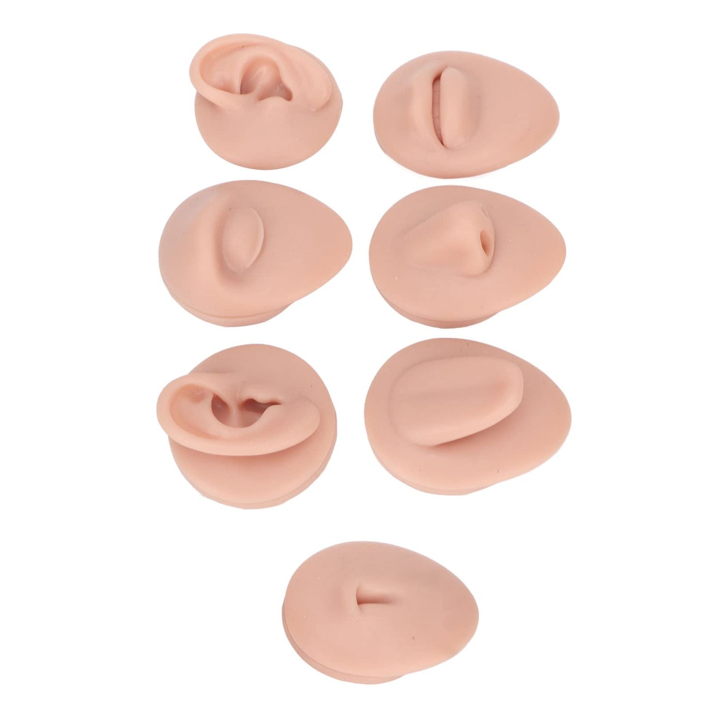 Body Piercing Practice Model, Simulation Silicone Piercing Practice Body Parts, for Practice Eyebrow, Nose, Lips, Tongue, Belly Button and Ear Piercing (Medium Skin Color)