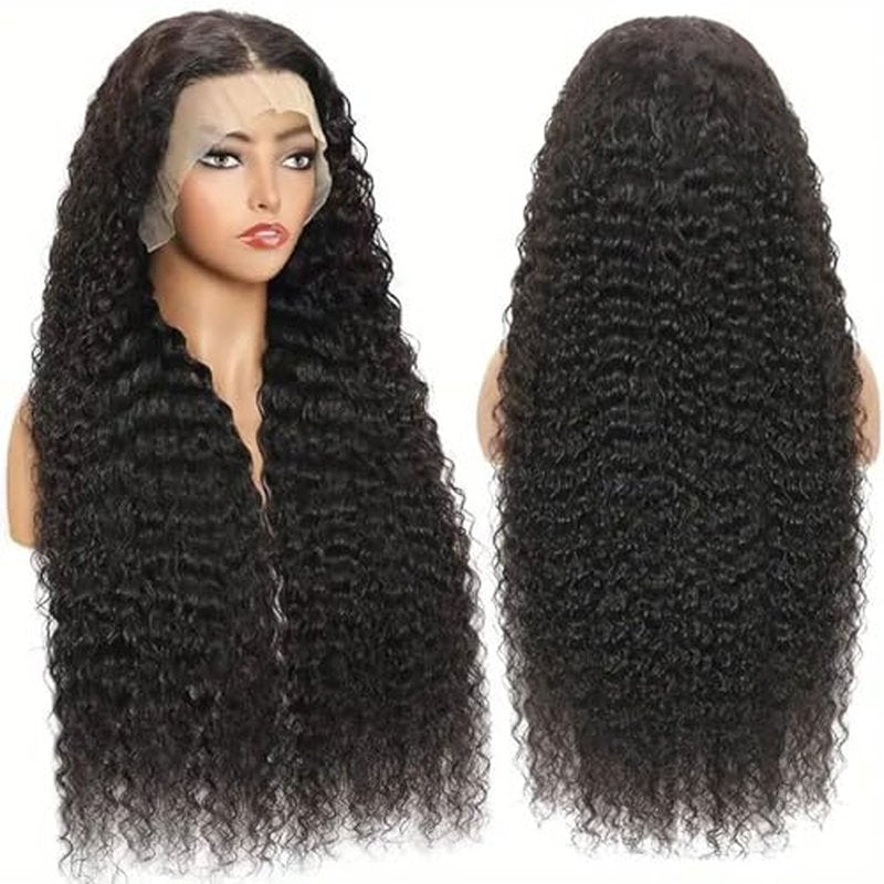 30 Inch Deep Wave Lace Front Wigs Human Hair 13x6 HD Lace Front Wigs Human Hair for Women Natural Color Deep Curly Wig 180% Density Transparent Lace Frontal Wig Pre Plucked