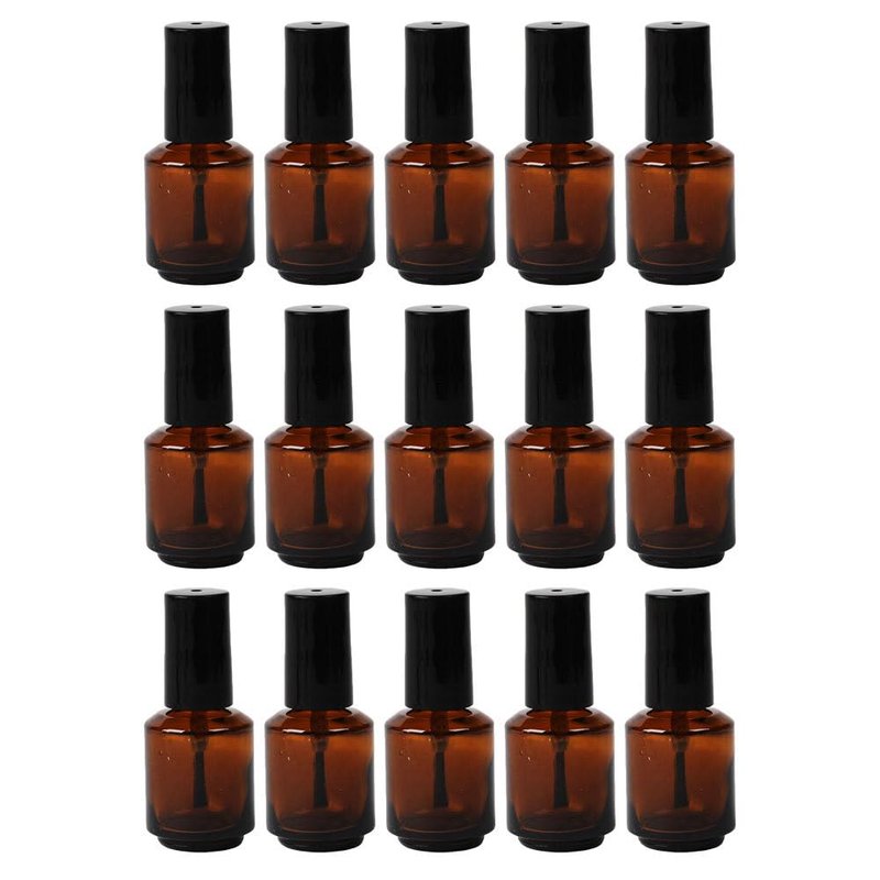 Beaupretty 15Pcs Empty Nail Polish Bottles 7Ml Refillable Cylindrical Glass Vials with Brush for Diy Nail Polish Mixing and Cosmetic Liquid Storage