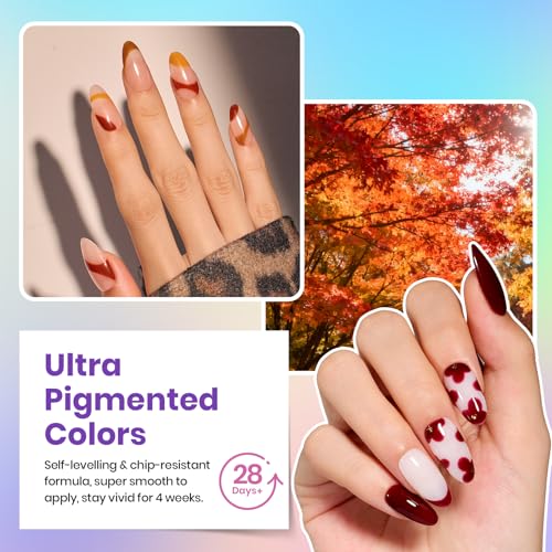 Beetles Fall Gel Nail Polish Set Vibrarnt Holiday 55 Colors Gel Polish Kit with 5 Bottles of Base Glossy Matte Top Coat UV LED Soak off Nail Polish Orange Brown Pink Green Blue Red Gifts for Women