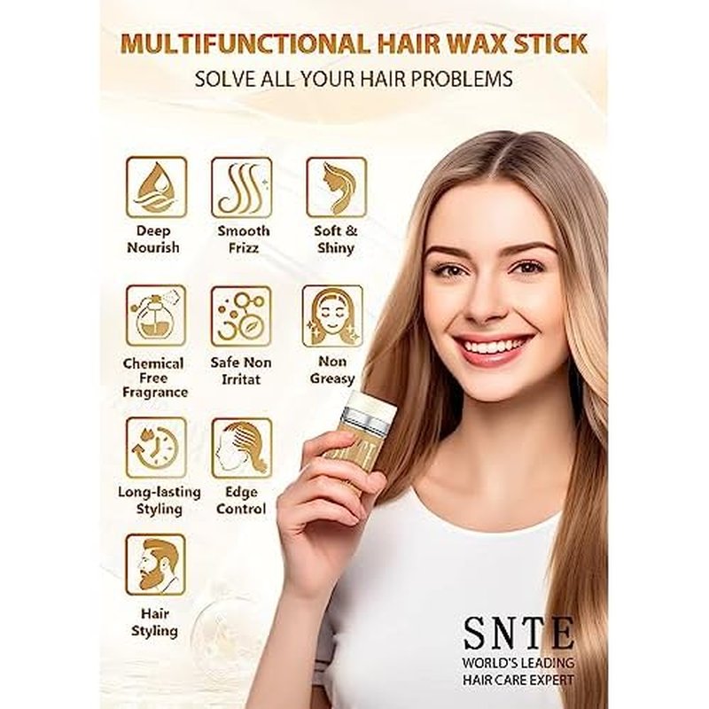 Samnyte Hair Wax Stick for Flyaways, Fly Away Hair Tamer Stick for Baby Hair, Hair Finishing Stick Works in 3 Seconds, Hair Wax Stick for Long-Lasting Fixed Hair Styling, Wax Stick for Hair