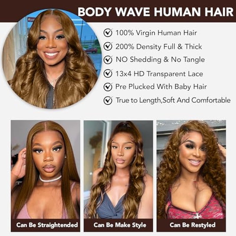 Chocolate Brown Lace Front Wig Human Hair 30 Inch Brown 13x4 Body Wave Lace Front Wigs Human Hair 200% Density Glueless