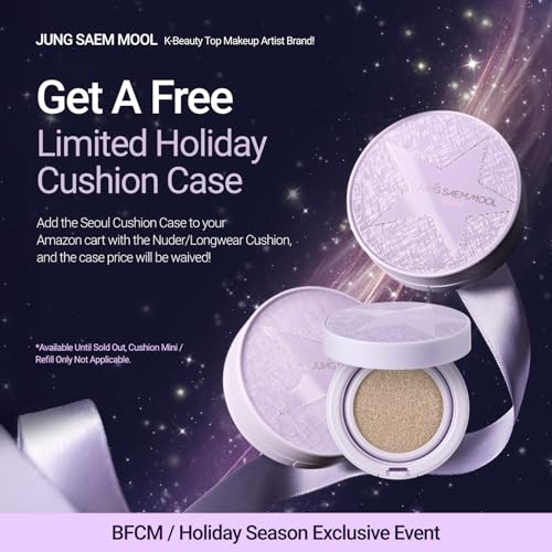 JUNG SAEM MOOL Essential Skin Nuder Longwear Cushion 0.98 Fl Oz (Light), Refill Included, 24H Lasting Cushion Foundation with High Coverage, Semi-Matte Natural Finish, Korean Foundation Makeup