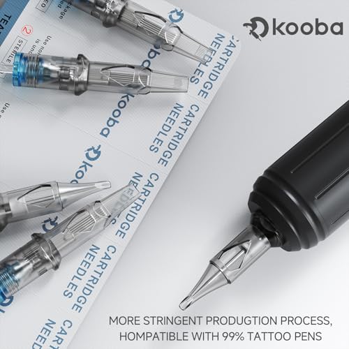 Kooba 1207RS Tattoo Cartridge Needles 30 Pcs # 12 Standard 7 Round Shader Long Taper with Membrane Safety Cartridges Disposable for Rotary Tattoo Machine Pen Gun