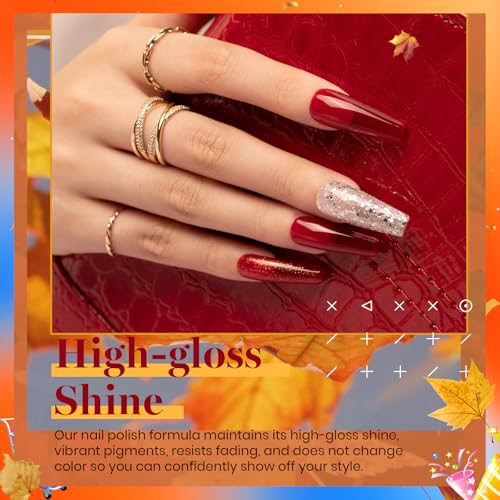 Beetles Fall Gel Nail Polish Set - 20 Colors Yellow Orange Burgundy Red Brown Black Green Gel Nail Polish Kit with Glossy Matte Gel Top Base Coat Soak Off Uv Manicure Gift for Women