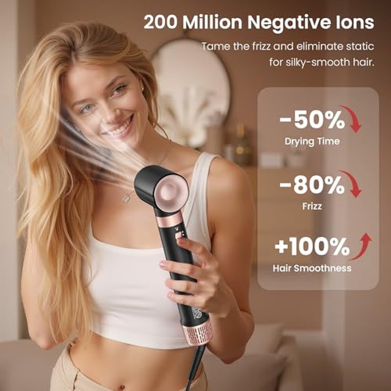 Dual Voltage 3 in 1 Hot Hair Styler ? High-Speed Hair Dryer with Air Wrap for Women with Extra Long Barrel Air Styler, European Hair Tools Styling, Fast Drying and Quick Styling, Travel Case.
