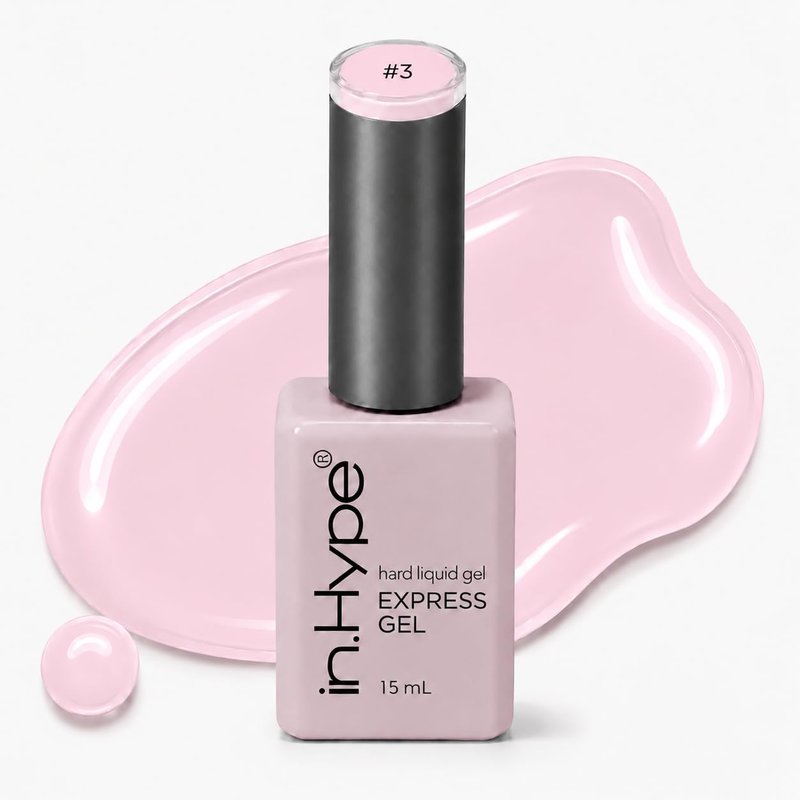 IN.HYPE Express Liquid Builder Gel (BIAB) – Fast Hard Gel in a Bottle, HEMA & TPO Free, Self-Leveling for Nail Strengthening, Overlays, Extensions, Dual Forms Baby Pink