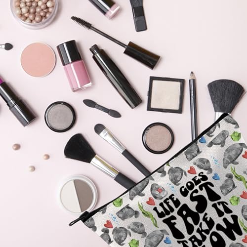 TSOTMO Manatee Bag Life Goes Fast Take It Slow Manatees Zipper Pouch Bag Gift for Sea Creature Lovers (Life Goes bag)