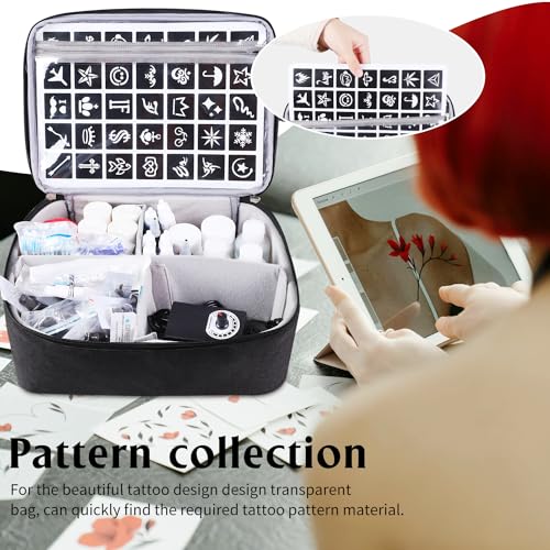 Tattoo Carrying Case Tattoo Supplies Organizer Tattoo Kit Case for Tattoo Equipment Portable Tattoo Supplies Travel Storage Bag for Tattoo Stencil Printer, Tattoo Ink, Tattoo Equipment, Bag Only