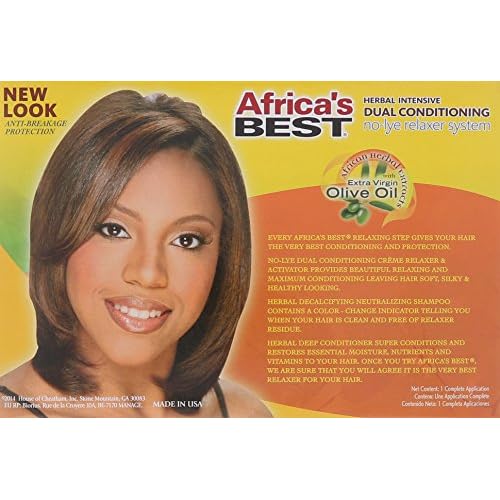 Africa's Best No-Lye Relaxer Kit, Dual conditioning, Herbal Intensive, Superior Straightening and the Very Best Nourishment, Designed for Normal Hair Textures