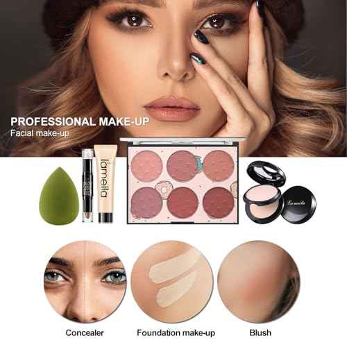 MISS ROSE M All In One Makeup Kit, Makeup Kit for Women Full Kit,Multipurpose Women's Cosmetics Set,Beginners and Professionals Alike,Easy to Carry(DLS-Pink)