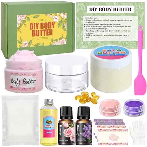 Body Butter Making Kit- Shea Butter Lotion Making Kit, DIY Crafts for Adults with Organic Shea Butter, Sweet Almond Oil, Mica Powder, Natural Whipped Body Butter Maker Skin Care Gifts for Women
